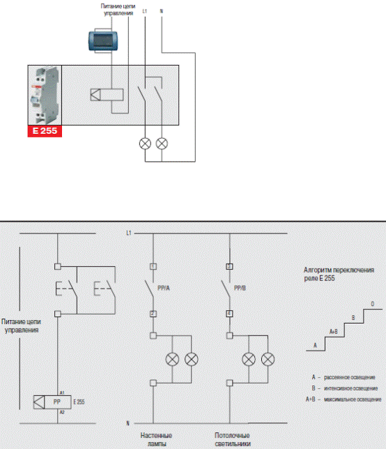 Установка блокировочного реле ABB E 255 в системе освещения